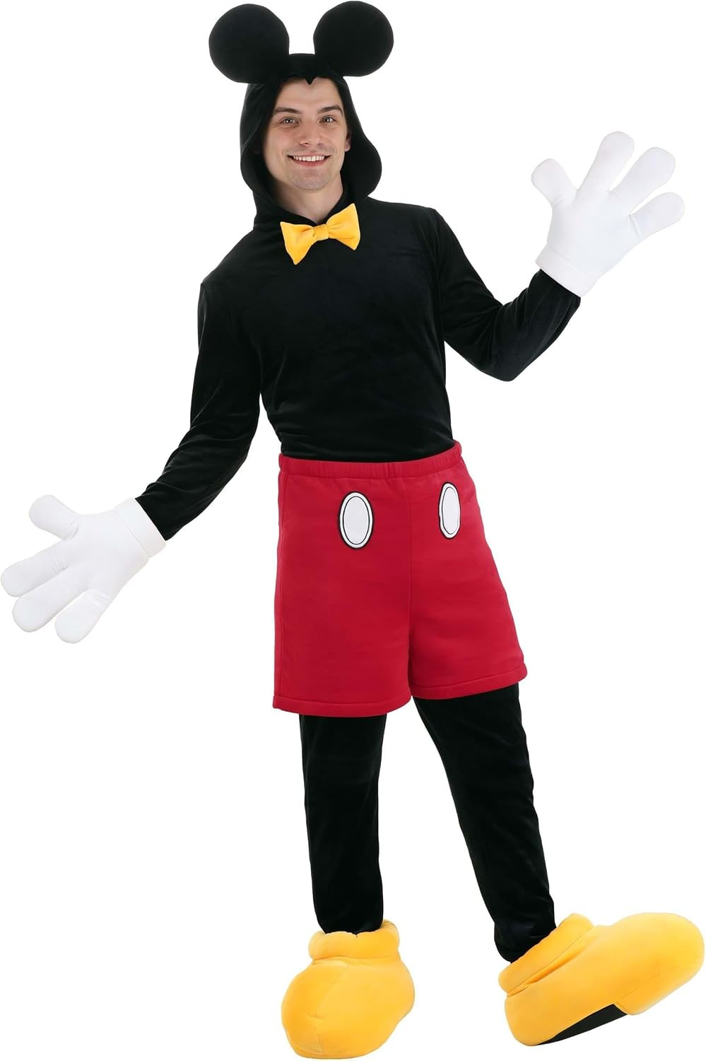 Disney Adult Deluxe Mickey Mouse Costume Mens, Classic Mickey Red Shorts & White Gloves Halloween Outfit | Amazon (US)