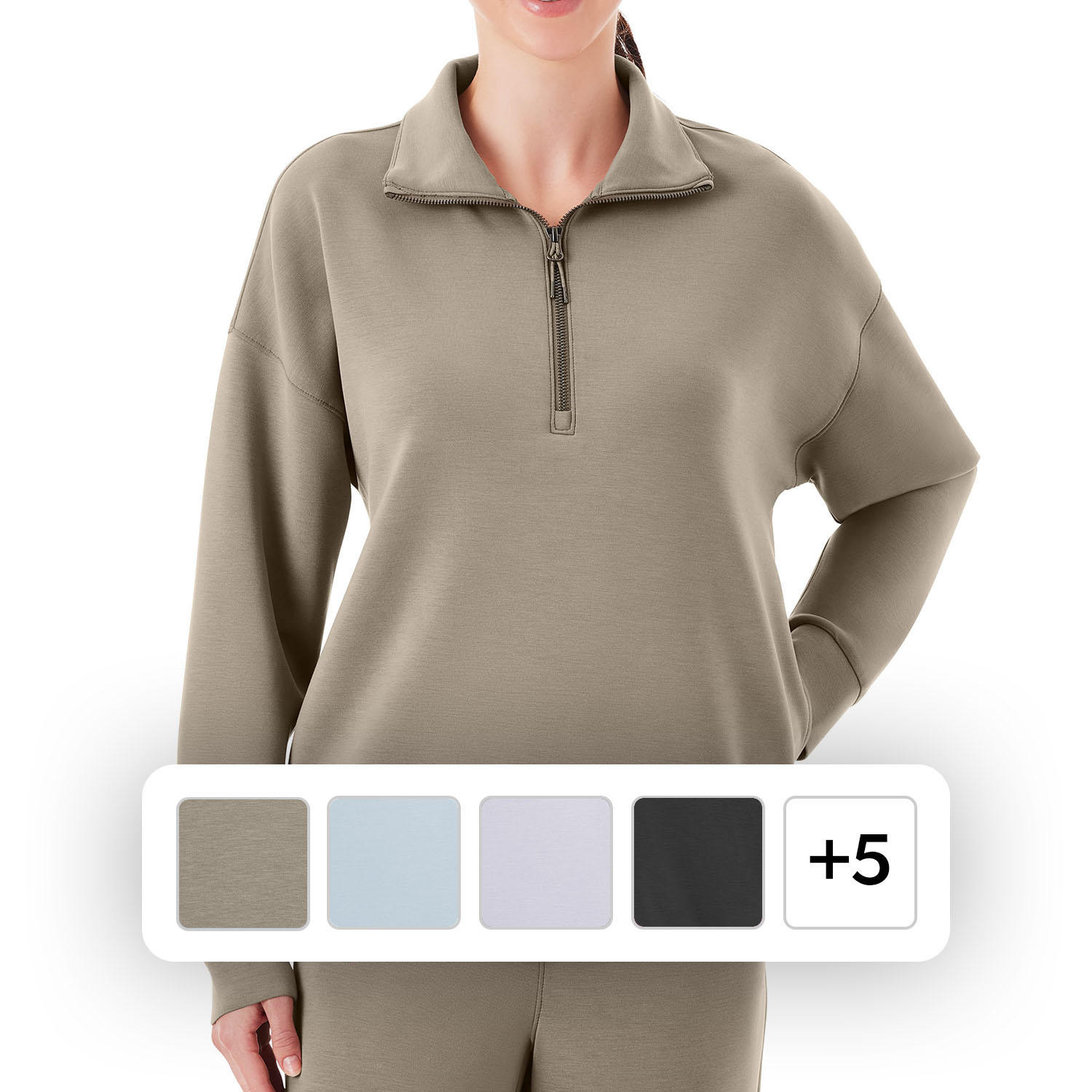 Member's Mark Women's Sandwash Quarter Zip Khaki M:- Khaki, M | Sam's Club