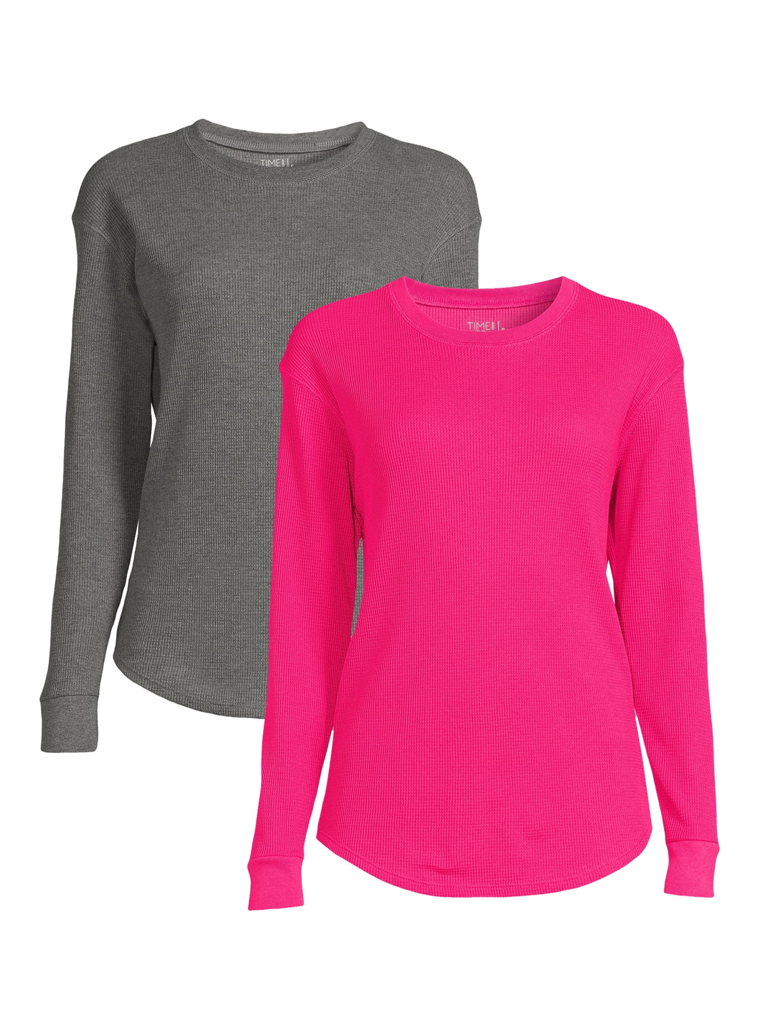 Time and Tru Women's Thermal Top with Long Sleeves, 2-Pack, Sizes XS-XXXL | Walmart (US)