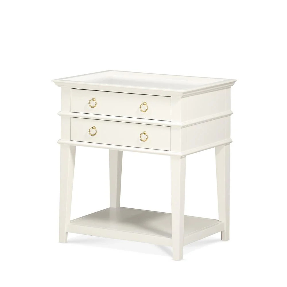 Clara White 2-Drawer Tray Top Nightstand | Shop Simon