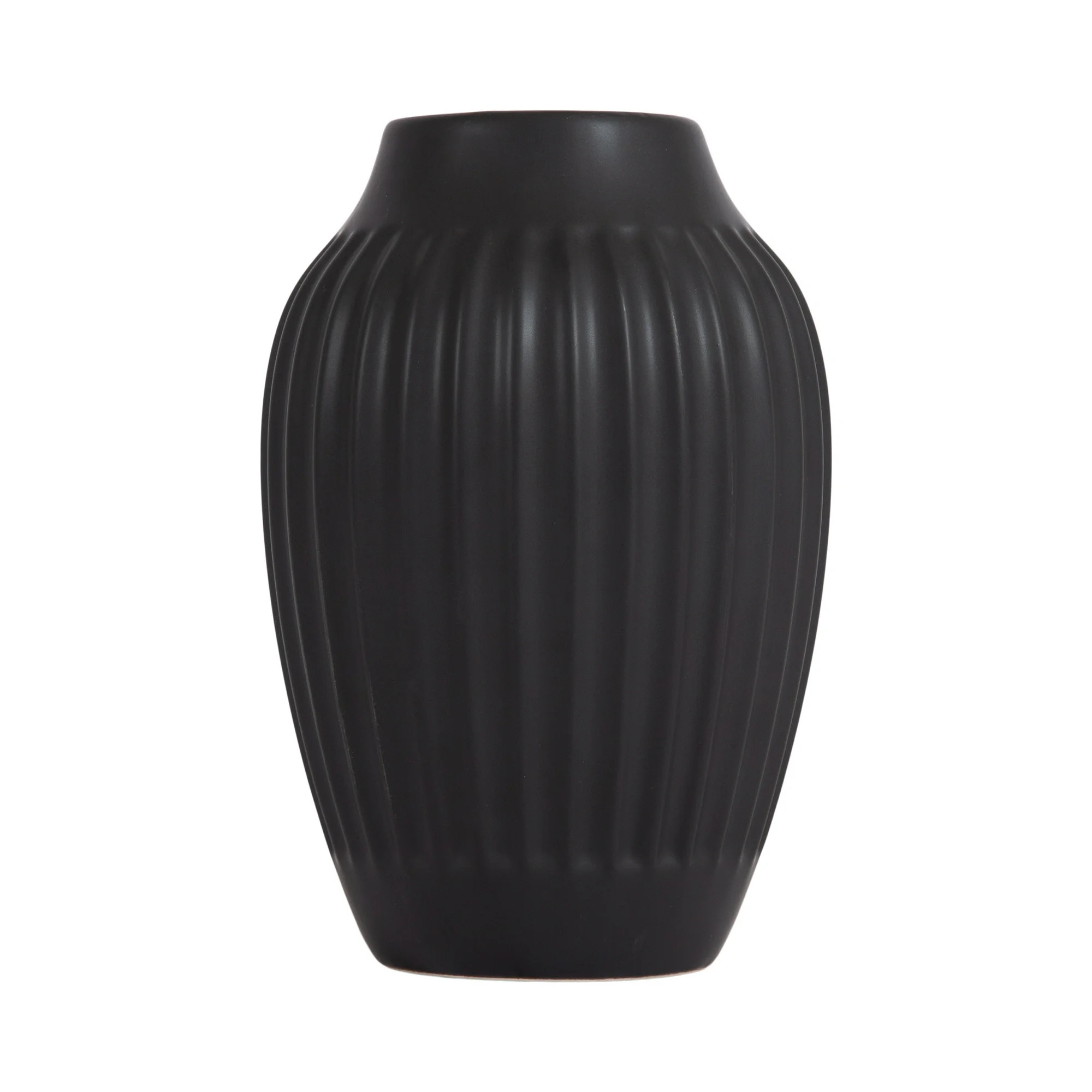 Better Homes & Gardens 7.5" Ribbed Matte Black Ceramic Curved Vase | Walmart (US)