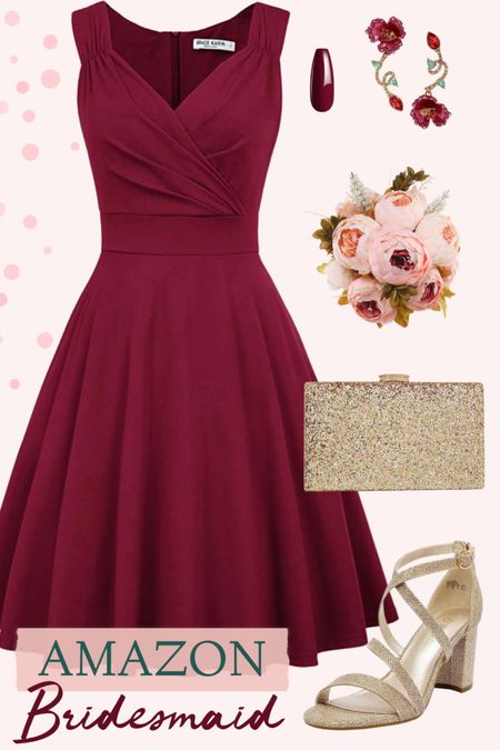 Bridesmaid outfit idea in burgundy, pink, and gold on Amazon.

#affordablestyle #outdoorwedding #weddingstyle #outfitideas #bridesmaiddresses

#LTKSeasonal #LTKwedding #LTKstyletip