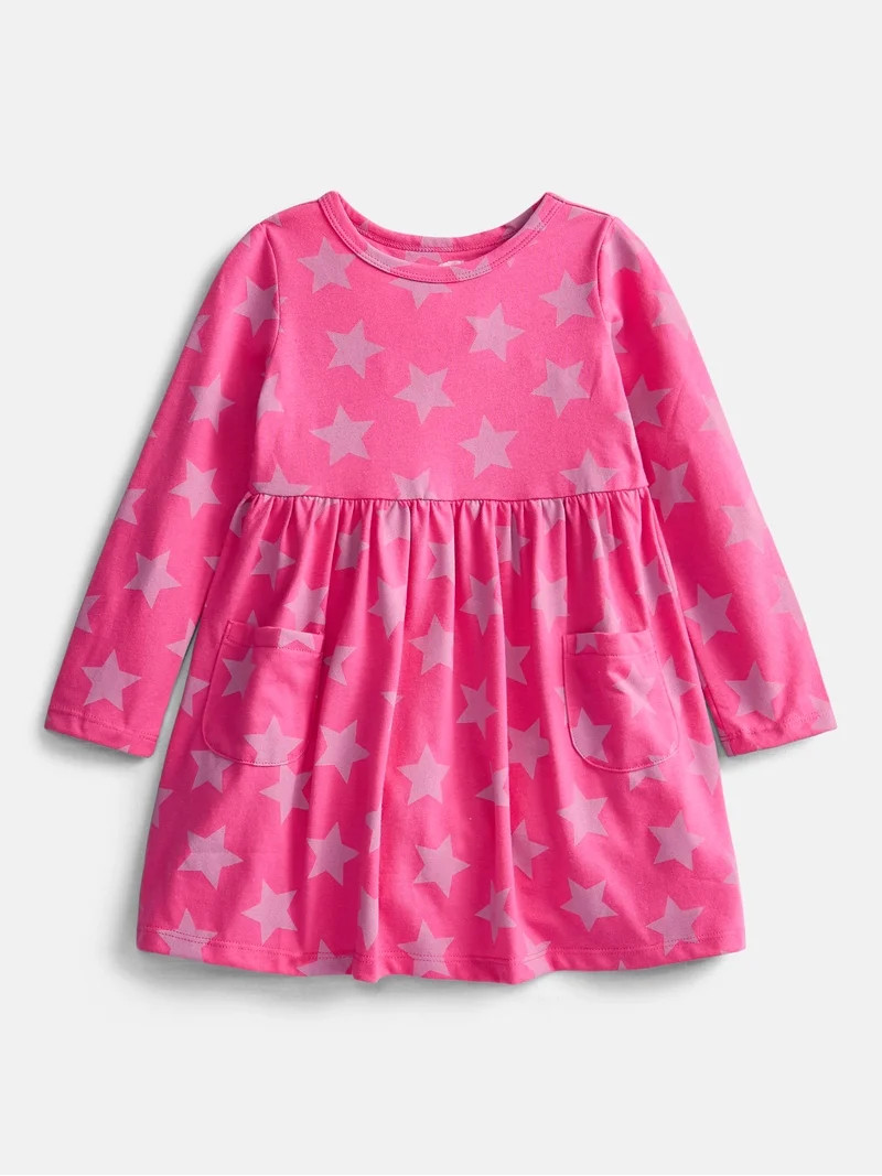 Wonder Nation Baby and Toddler Girls' Play Dress with Long Sleeves, Sizes 0M-5T | Walmart (US)