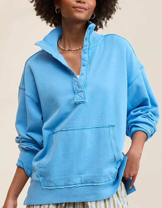 Aerie Vintage Popover Polo Sweatshirt | Aerie