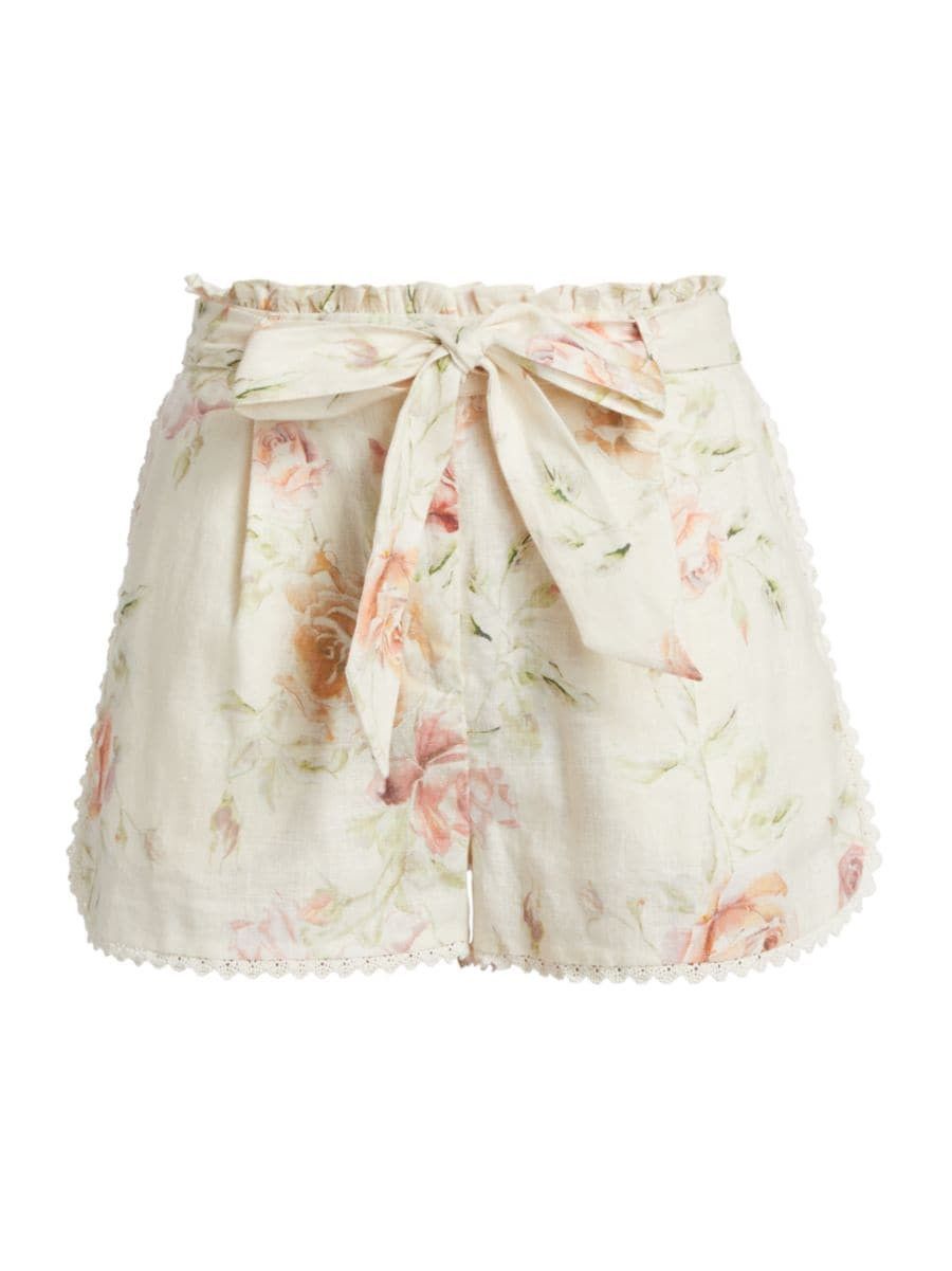 Tivey Belted Linen Shorts | Saks Fifth Avenue