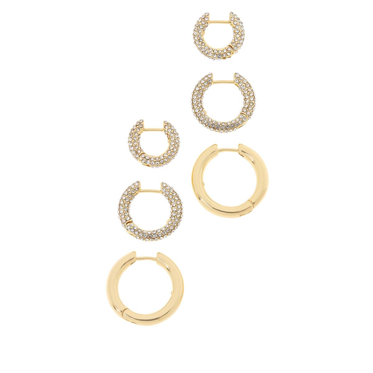 BAUBLEBAR Lucy Goldtone Clear Stone Hoop Earrings Set  - 20629459 | HSN | HSN