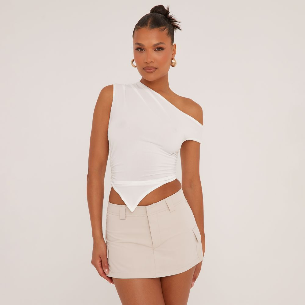 Low Rise Cargo Skort In Stone | EGO (UK)