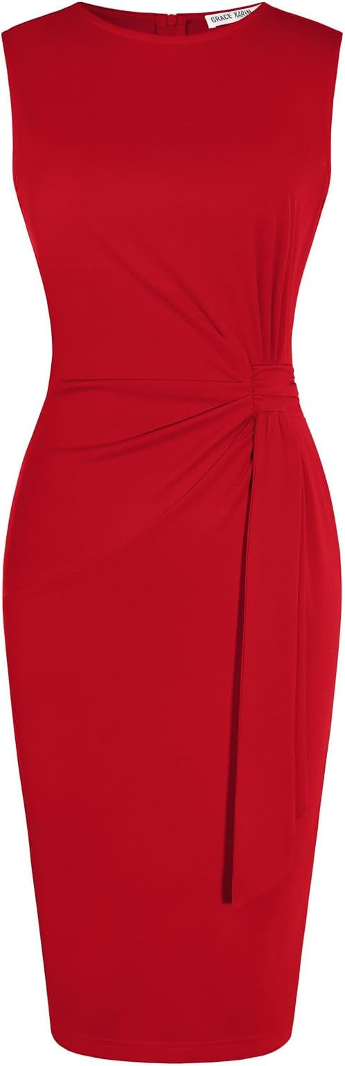 GRACE KARIN Women Work Dress,Bodycon Pencil Business Dresses,Sleeveless Cocktail Dresses Knee Len... | Amazon (US)