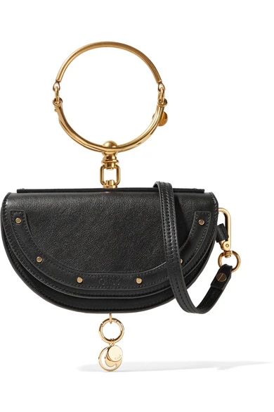 Chloé - Nile Bracelet Small Textured-leather Shoulder Bag - Black | NET-A-PORTER (US)