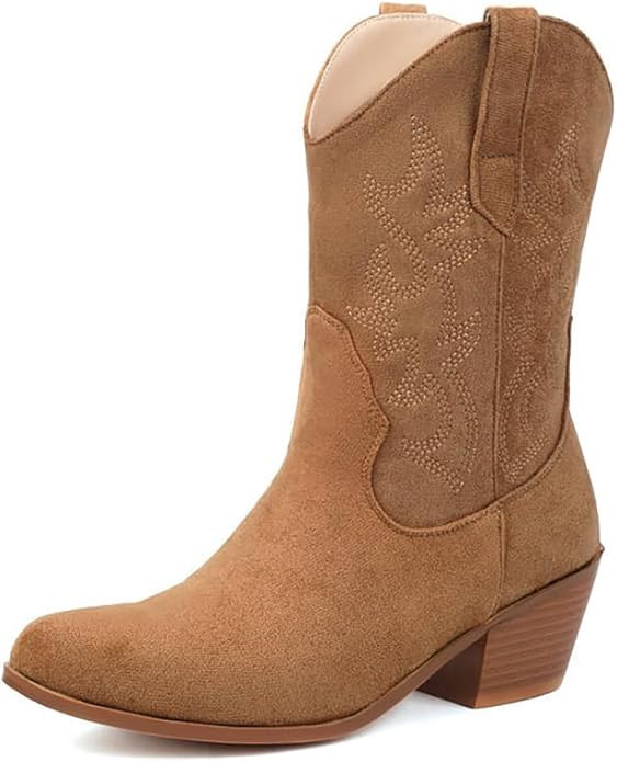 YING LAN Western Cowboy Boots for Women, Knee High Wide Calf Cowgirl Boots with Classic Embroider... | Amazon (US)