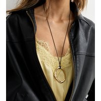Gold Tone Oval Pendant Rope Necklace New Look | New Look (UK)