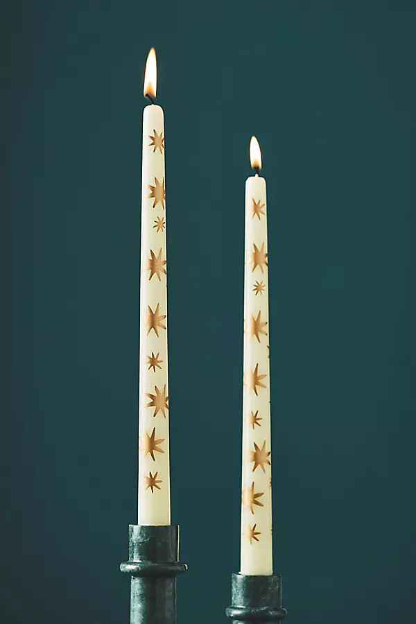Handpainted Star Taper Candles, Set Of 2 | Anthropologie (US)