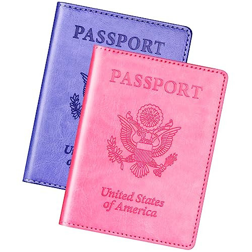 Herain Passport Holder for Travel Cruise Essentials 2 Pcs, Passport Cover Wallet Case Travel Gifts Women Men Family, Passports Book Holders Vacation Accessories Must Haves | Amazon (US)