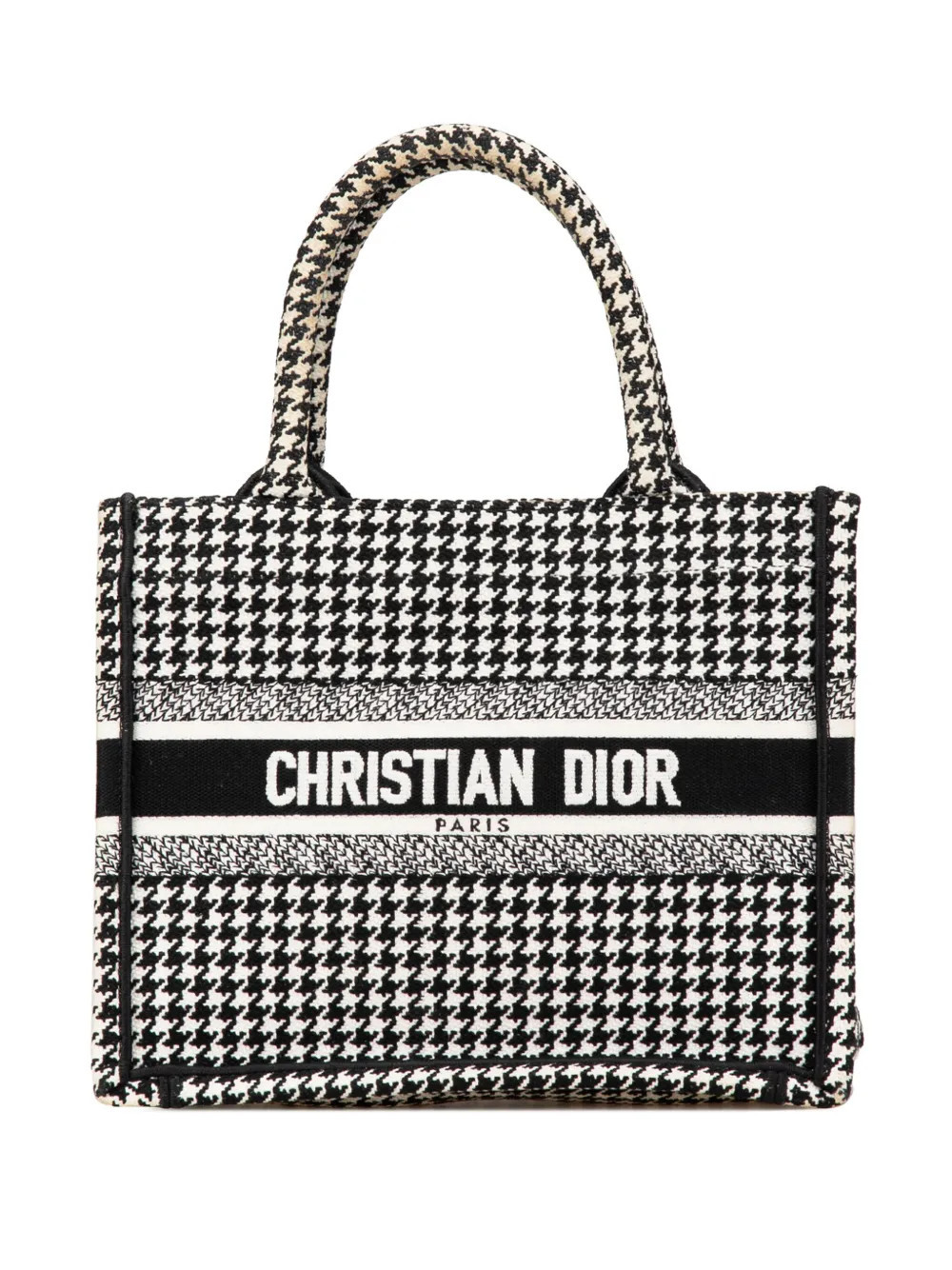 Christian Dior Pre-Owned 2023 Small Houndstooth Embroidered Book tote bag - White | Farfetch Global