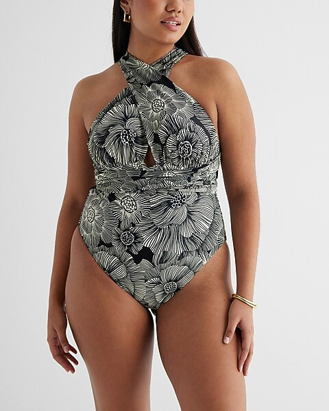 Ruched Convertible Body Contour One-Piece Swimsuit | Express