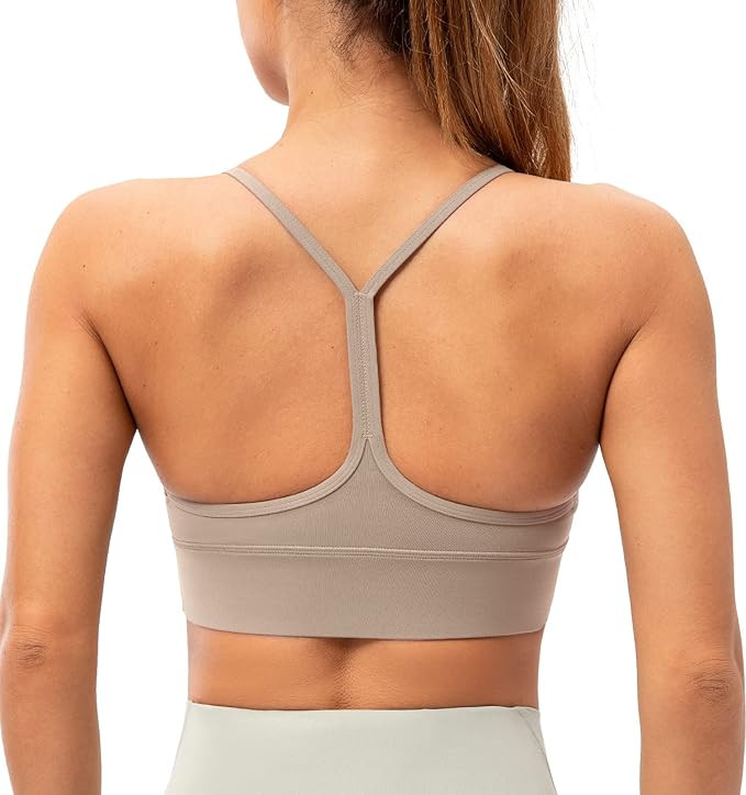 Lavento Women's Y Back Sports Bra Spaghetti Straps Padded Low Impact Workout Yoga Bras | Amazon (US)