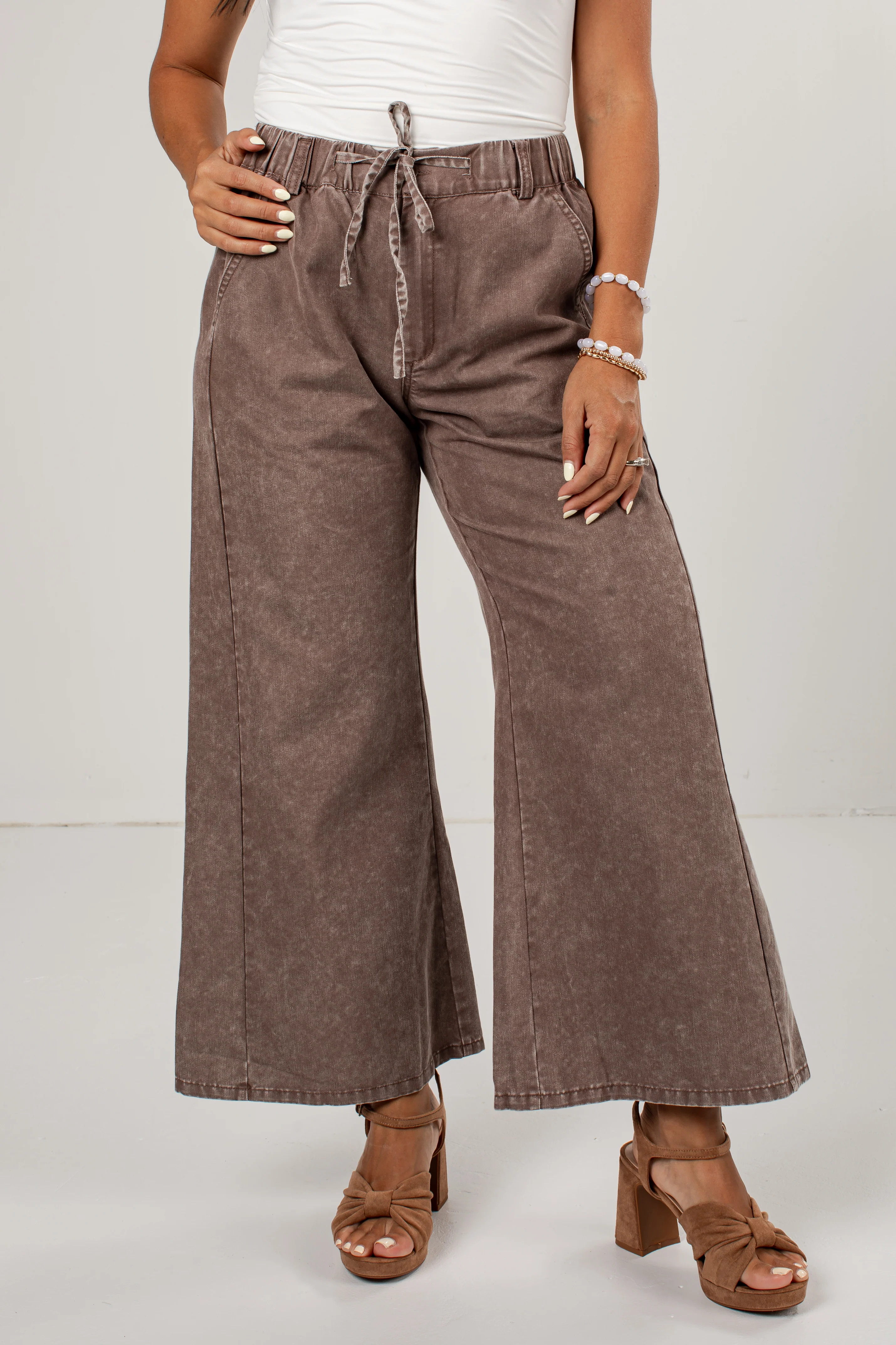 Espresso Hour Brown Drawstring Pants | Dress Up