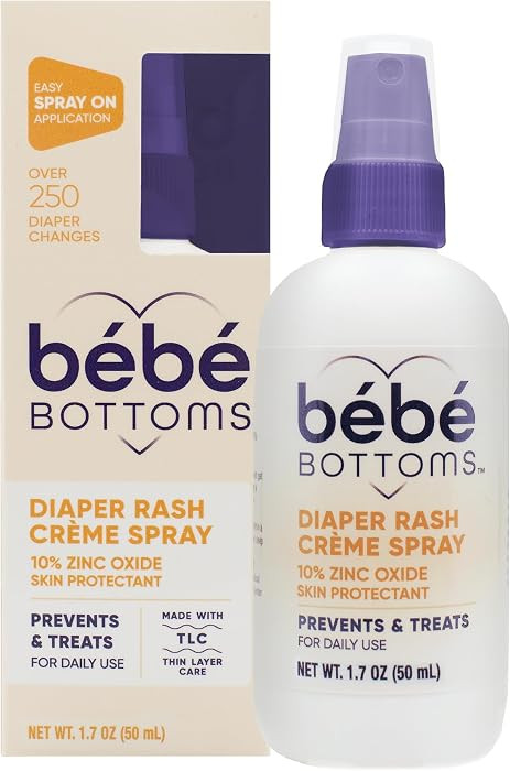 B\u00e9b\u00e9 Bottoms Baby Diaper Rash Cream Spray, No-Rub Touch Free Application for Sensitive ... | Amazon (US)