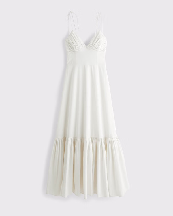 Tie-Strap Tiered Maxi Dress | Abercrombie & Fitch (US)