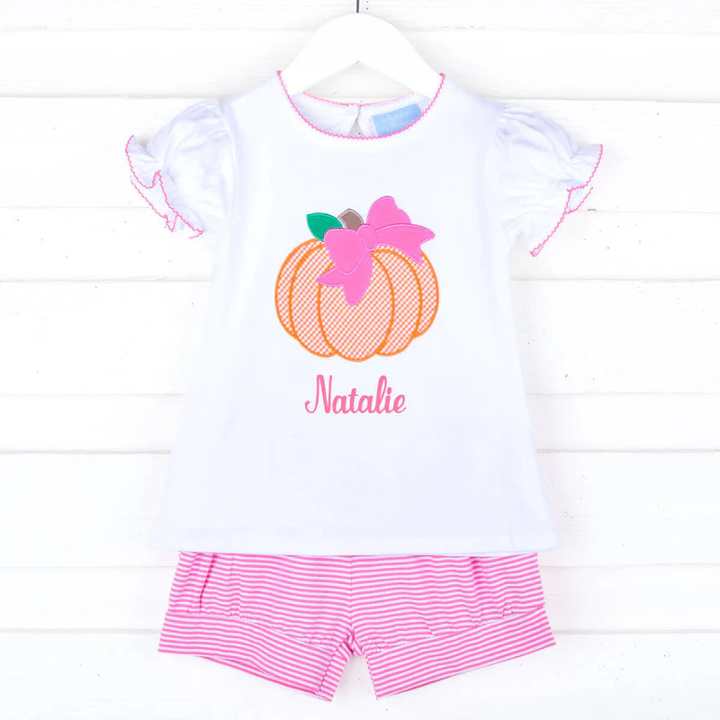 Pumpkin Hot Pink Stripe Short Set | Classic Whimsy