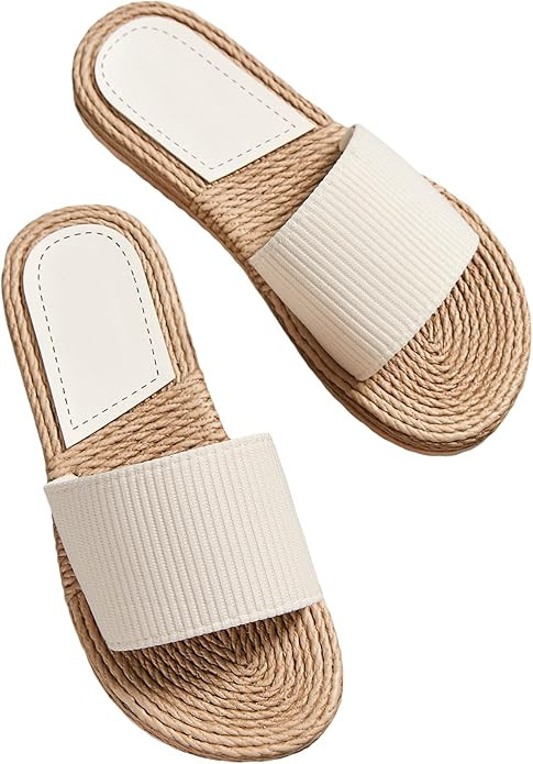 Verdusa Women's Open Toe Flat Sandals Espadrille Slides Summer Sandals | Amazon (US)