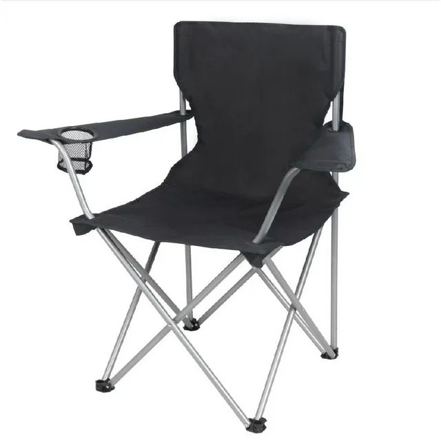 Ozark Trail Basic Quad Folding Camp Chair with Cup Holder, Black, Adult | Walmart (US)