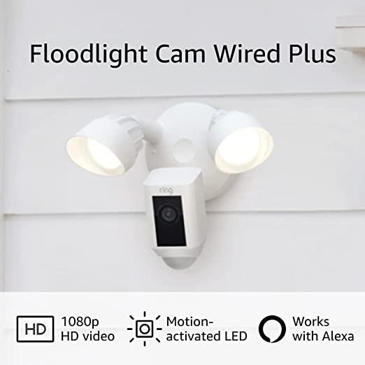 Ring Floodlight Cam Wired Plus with motion-activated 1080p HD video, White (2021 release) | Amazon (US)