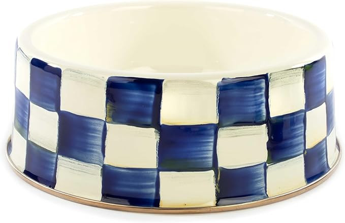 MACKENZIE-CHILDS Pet Bowl, Cute Cat and Dog Bowl for Food and Water, Blue-and-White Royal Check, ... | Amazon (US)