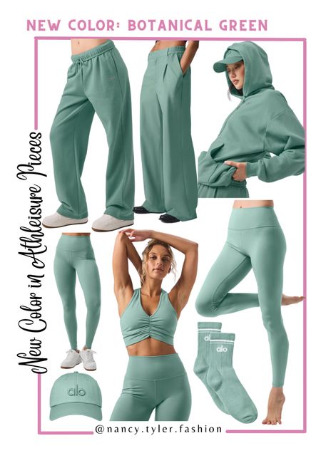 New Botanical Green color in athleisure pieces. So pretty for summer! 👗 Yoga pants, green sports bra, green trendy athleisure, green athleisure, trendy athleisure pants, mom baseball
cap, trendy alo socks, trendy lounge pants, trendy sweatshirt, green sweatshirt, sporty fashion, mom weekend look, mom sports look, mom weekend outfit ideas, alo yoga 

#LTKStyleTip #LTKActive #LTKFitness