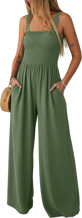 Lepunuo Women Casual One Piece Overalls Summer Wide Leg Jumpsuits | Sleeveless Pant Rompers, Boho... | Amazon (US)