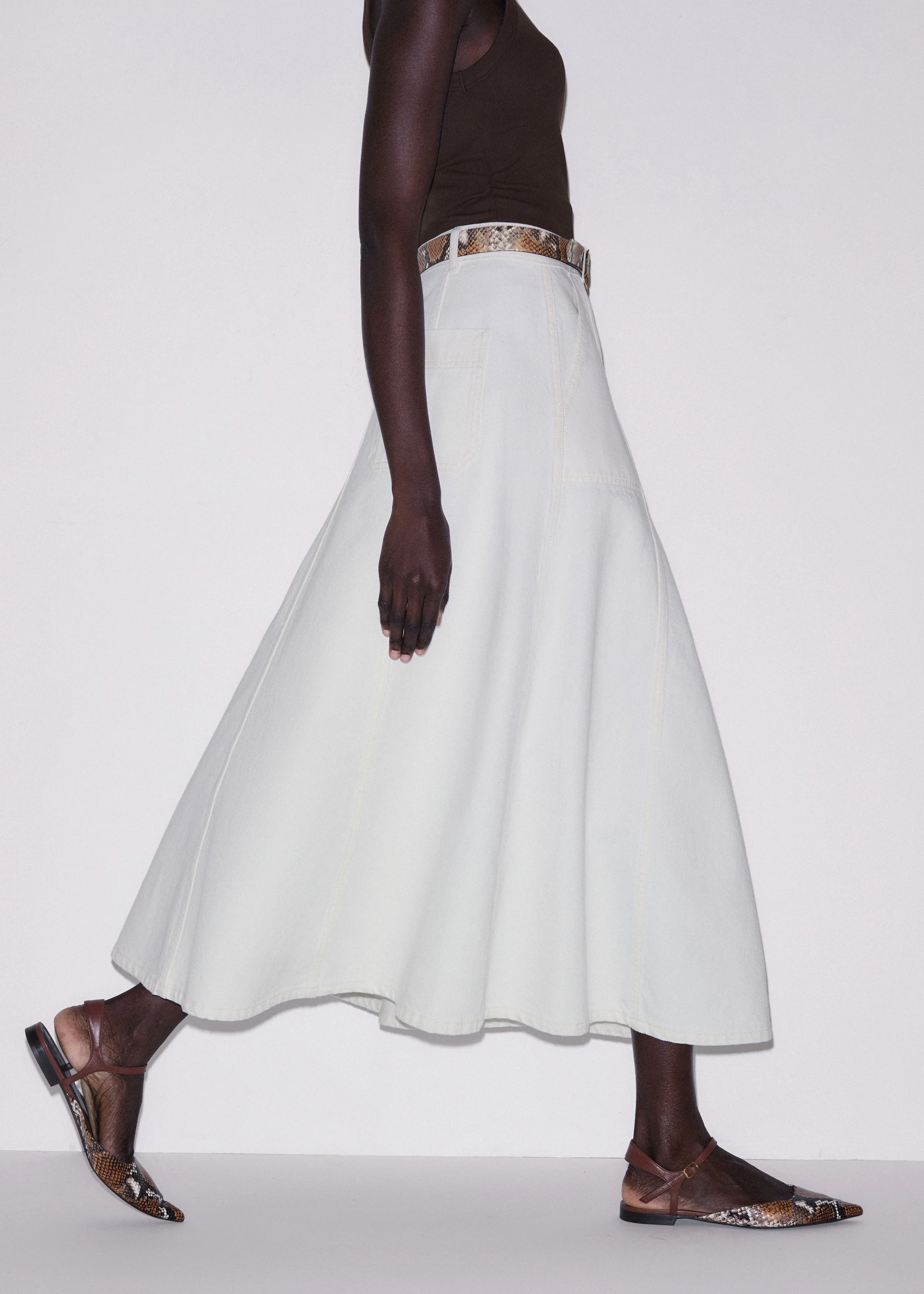 Women's White Panelled A-Line Maxi Skirt | ME+EM | ME+EM Global (Excluding US)