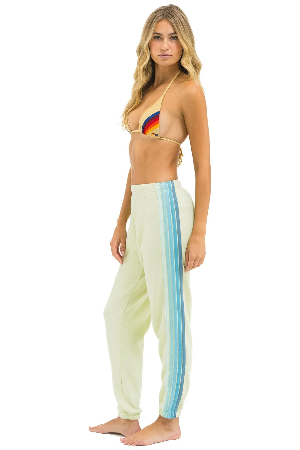 5 STRIPE SWEATPANTS - LIME CREAM // SEAFOAM | Aviator Nation