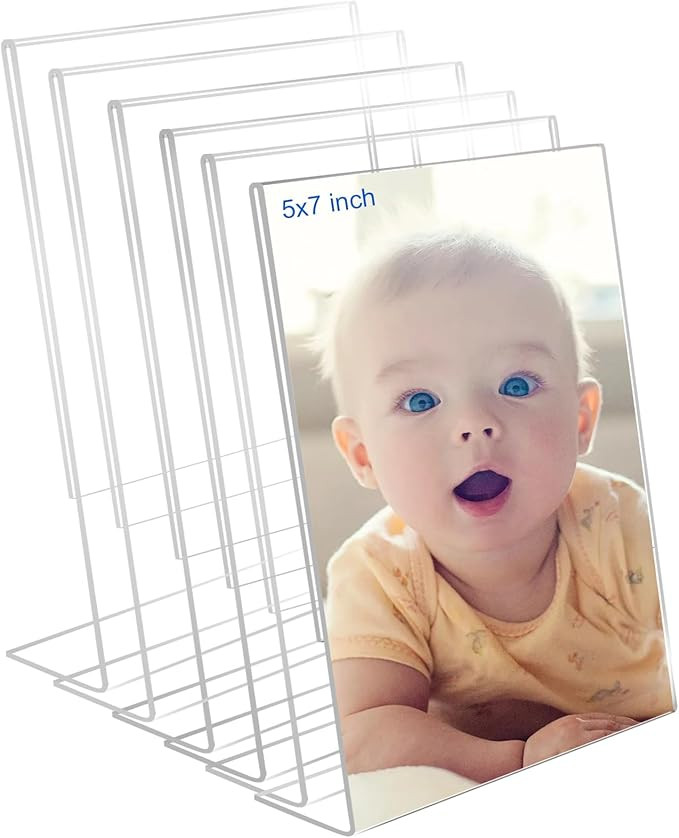 5x7 Acrylic Picture Frames, Set Of 6 Clear Acrylic Frameless Gift for Desktop Display, Vertical S... | Amazon (US)
