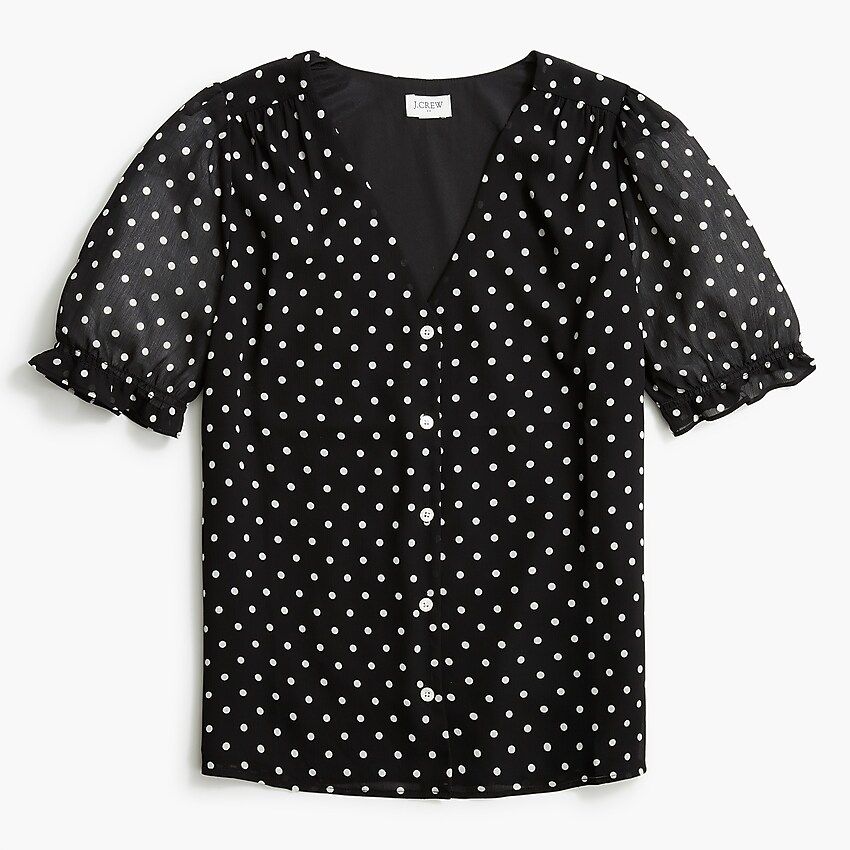 V-neck puff-sleeve top | J.Crew Factory