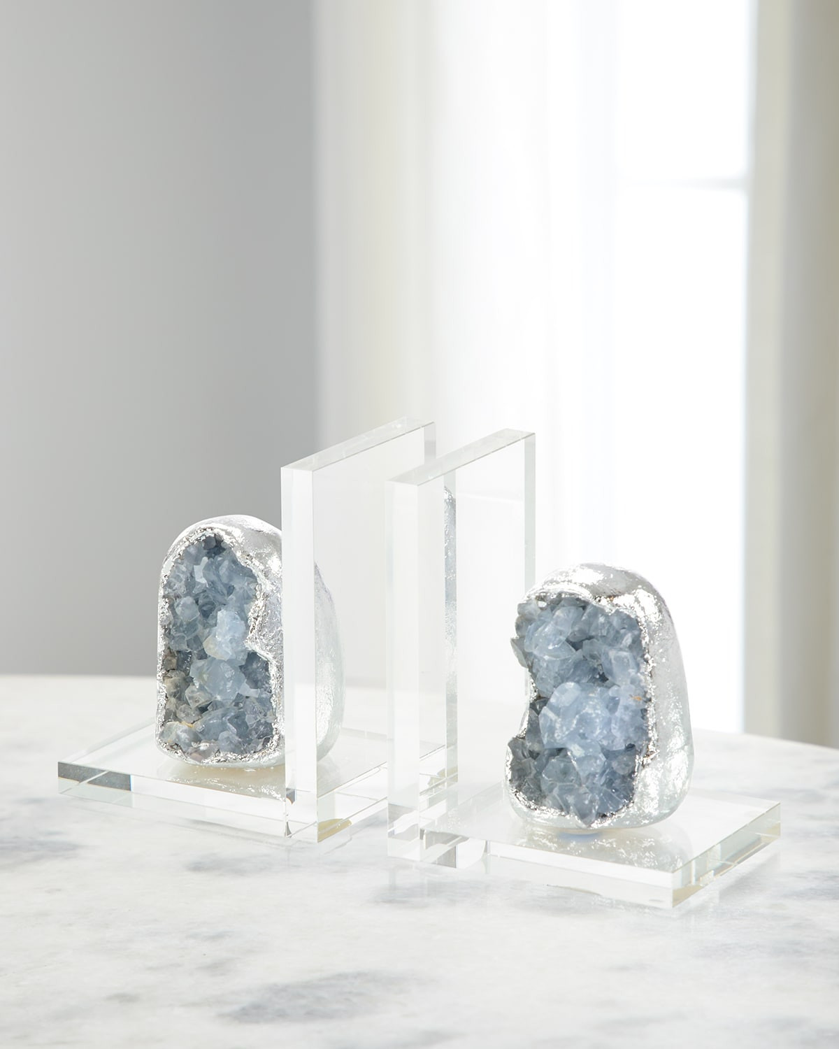 Silver Geode Bookends, Set of 2 | Neiman Marcus