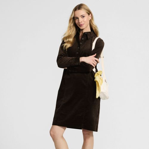 Women's Wide Wale Corduroy Popover Shirt Dress - Lands' End - Brown - XS | Lands' End (US)