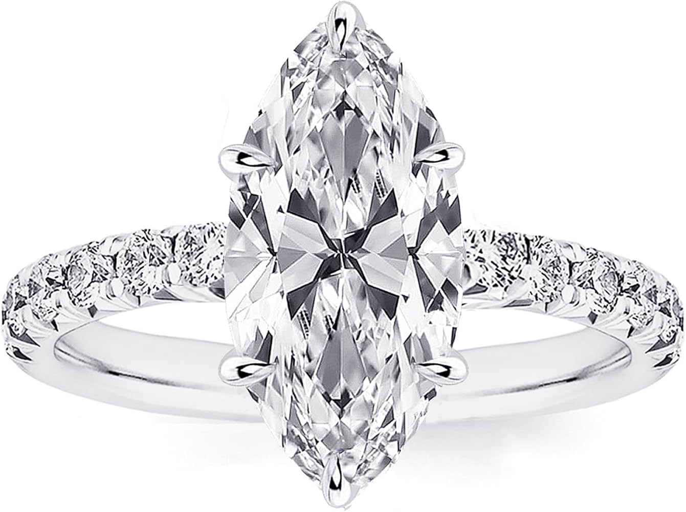 2CT/3.5CT Solitaire Elongated Marquise Cut Engagement Ring for Women, Simulated Diamond Promise R... | Amazon (US)