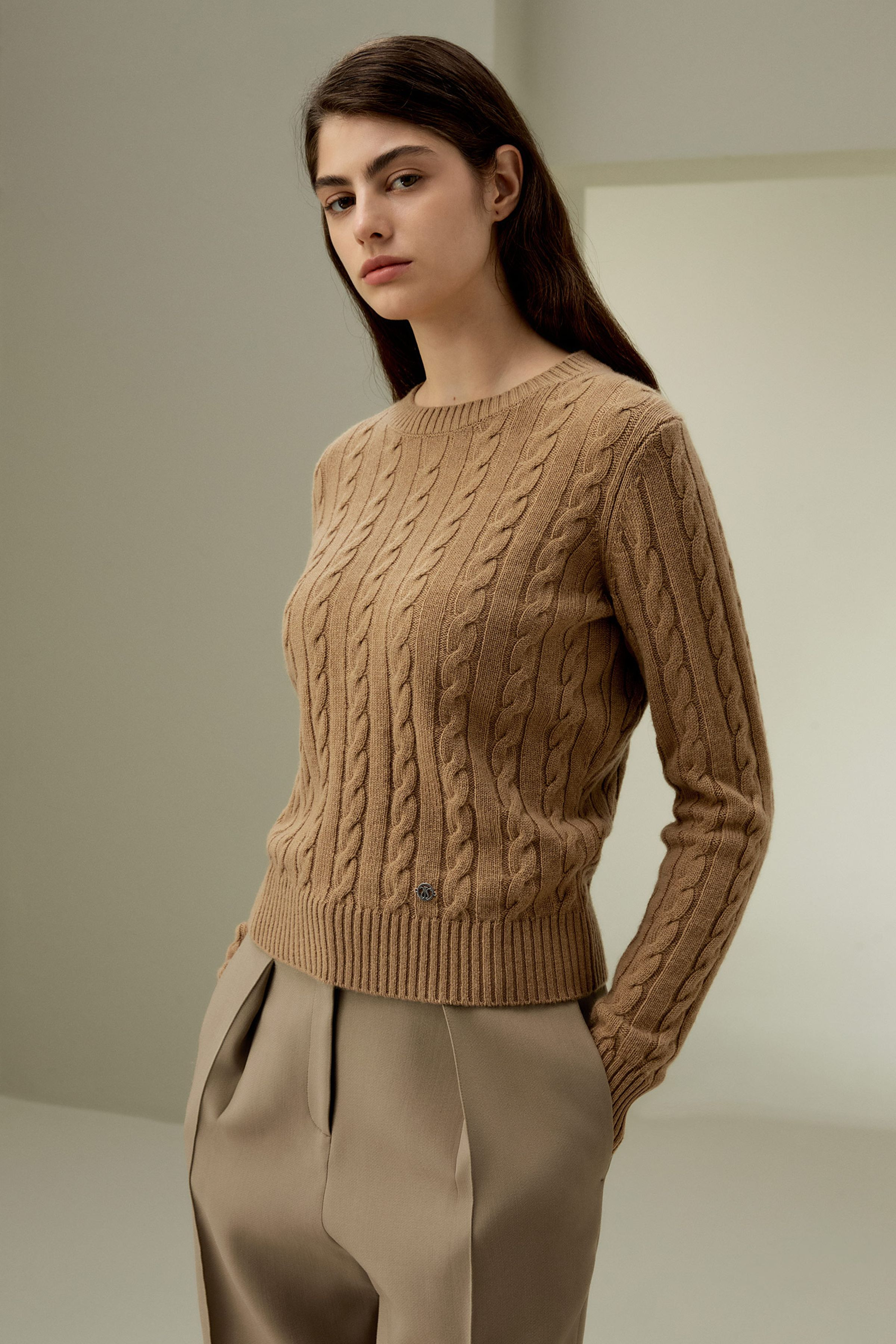 Classic Cable Knit Sweater with Ribbed Edges | LilySilk
