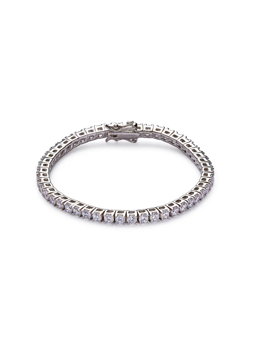 KATE 3MM ROUND CUT, LAB-GROWN WHITE SAPPHIRE SILVER RIVIÈRE BRACELET | Dorsey