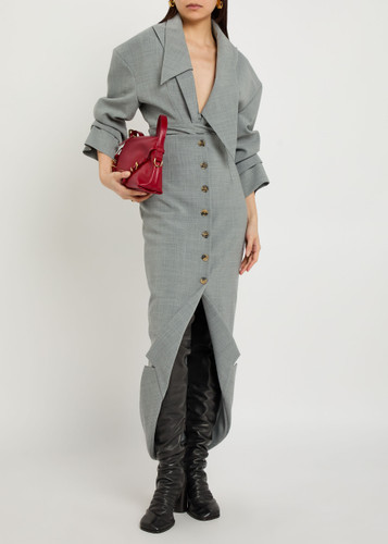 Jacket-collar darted woven midi skirt | Harvey Nichols