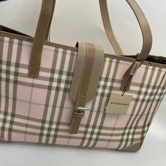 Authentic Burberry Pink Beige Check Diaper Bag+Changing Pad | Poshmark