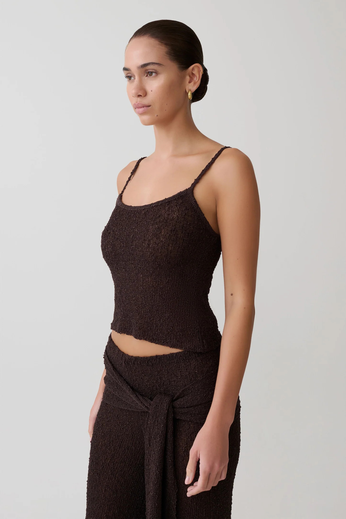 Mattais Boucle Knit Top - Dark Chocolate | Meshki UK
