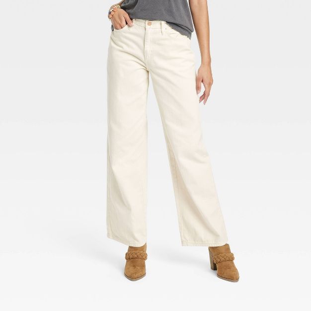 Women&#39;s High-Rise Wide Leg Jeans - Universal Thread&#8482; Off-White 00 | Target