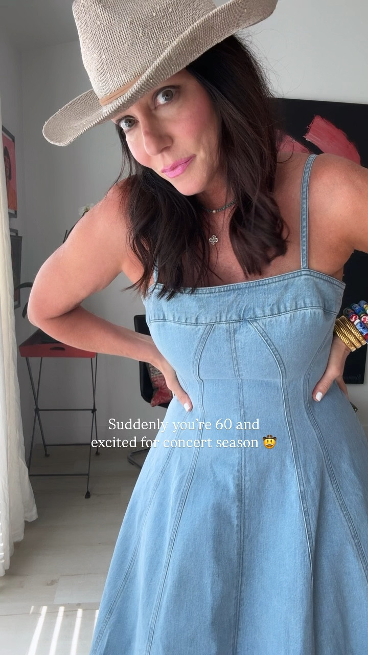 Cute denim dress perfect for country concerts 🤠
Graduation parties and all the summer picnics and adventures! 

#LTKFestival #LTKOver40 #LTKParties