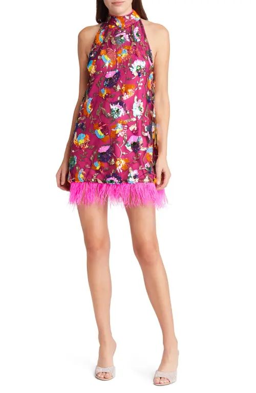 Amy Lynn Sequin Halter Dress in Red/pink at Nordstrom, Size Small | Nordstrom
