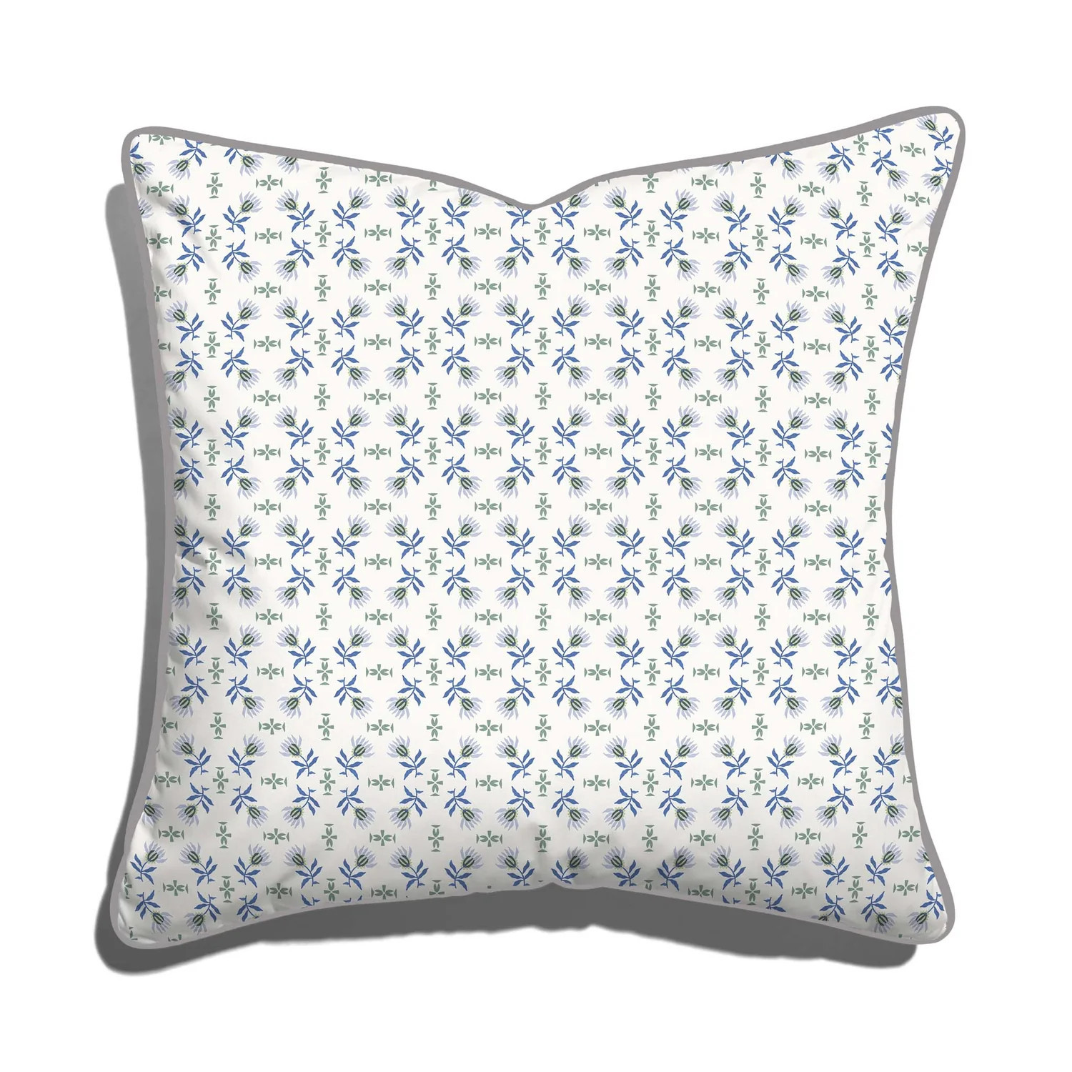 Blue & Green Floral Pillow | Pepper