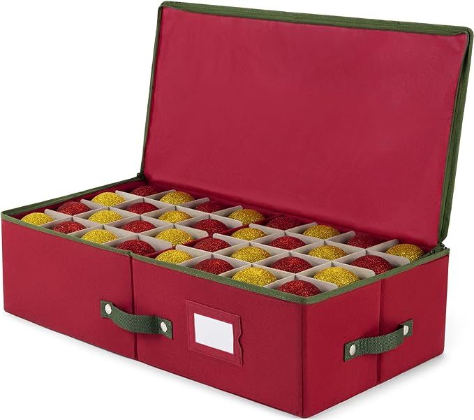 Zober Christmas Ornament Storage Box - Stores 64 Ornaments W/ Dividers - 600D Oxford Fabric Under... | Amazon (US)