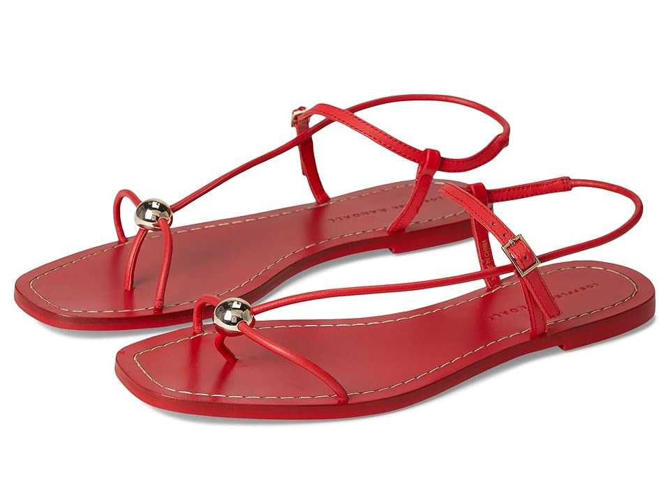 Loeffler Randall Lara Strappy Flat Sandals with Ball Women's Wedge Shoes Red : 11 B - Medium, Leather | Zappos