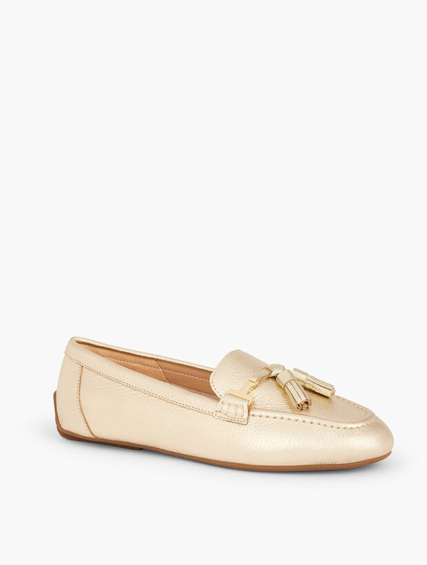 Jessie Tassel Leather Driving Moccasins - Metallic | Talbots