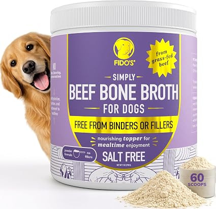Fido's Grass-Fed Beef Bone Broth for Dogs 7oz with 91% Protein - Picky Eaters Human Grade Bone Br... | Amazon (US)